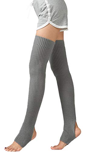 Nanxson Damen Beinwärmer Winter Gerippt Gestrickt Beinstulpen Strumpf für 80er Jahre Party Dance Sport Yoga TTW0072 (grau) von Nanxson