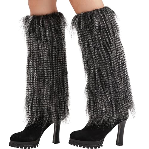 Nanxson Damen Stulpen Lange Furry Fuzzy Beinwärmer Strümpfe Winter Warm Beinlinge Stulpe TTW0034 (streife) von Nanxson