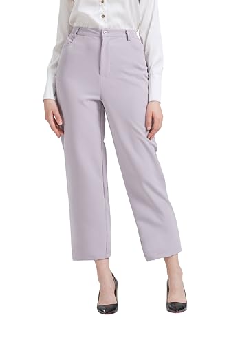 Nanxson Damen Hose Arbeitshose Anzughose für Damen Business lässig Hose 2 Tasche mit elastische Taille CFM2017 Grau L von Nanxson