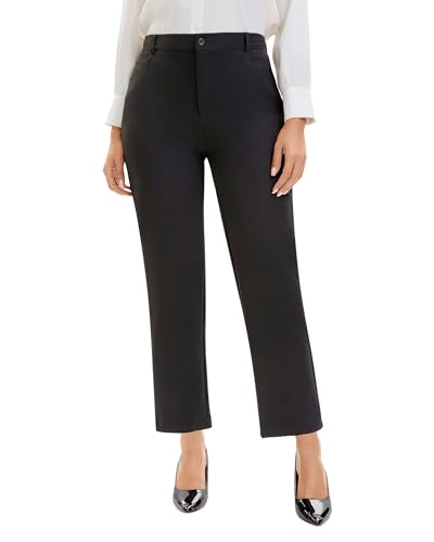 Nanxson Damen Hose Schwarz Anzughose Business Hose elastische Mittlere Taille Hose mit 2 Tasche für Büro Freizeit von Nanxson