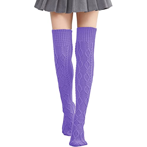 Nanxson Damen Lang Stulpe Leg Warmer Gestrickte Over-Knee Lange Beinstulpe Tanzen Strumpf (Lila-80) von Nanxson