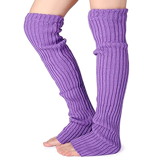Nanxson Damen Lang Stulpe Leg Warmer Gestrickte Over-Knee Lange Beinstulpe Tanzen Strumpf (Lila-65) von Nanxson