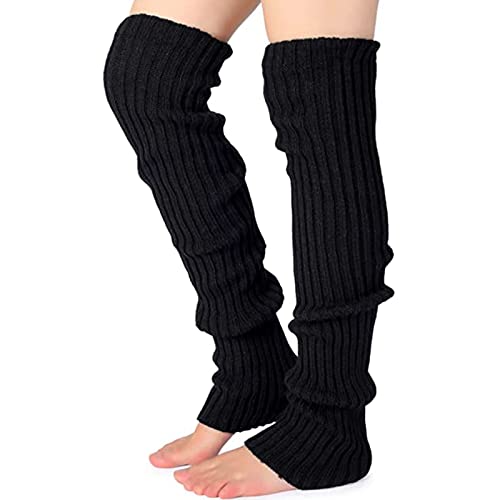 Nanxson Damen Lang Stulpe Leg Warmer Gestrickte Over-Knee Lange Beinstulpe Tanzen Strumpf (Schwarz-65) von Nanxson