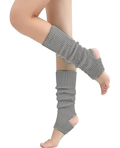 Nanxson Damen Stulpen Gothic Punk Gerippte Gestrickte Beinlinge Harajuku Beinwärmer für Party Sport Freizeitsocken (Hell Grau) von Nanxson