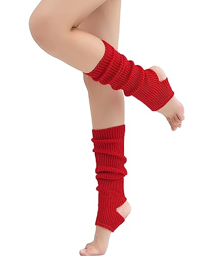 Nanxson Damen Stulpen Gothic Punk Gerippte Gestrickte Beinlinge Harajuku Beinwärmer für Party Sport Freizeitsocken (Rot) von Nanxson