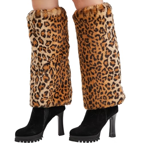 Nanxson Damen Stulpen Lange Furry Fuzzy Beinwärmer Strümpfe Winter Warm Beinlinge Stulpe TTW0034 (Leopard) von Nanxson