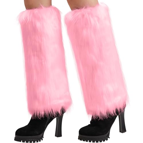 Nanxson Damen Stulpen Lange Furry Fuzzy Beinwärmer Strümpfe Winter Warm Beinlinge Stulpe TTW0034 (Rosa) von Nanxson