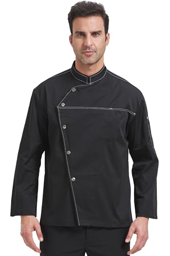 Nanxson Herren Kochjacke Arbeitsjacke Bäckerjacke Kurzarm Atmungsaktiv Mesh Küche Uniform Arbeitskleidung Langes Schwarz XL von Nanxson