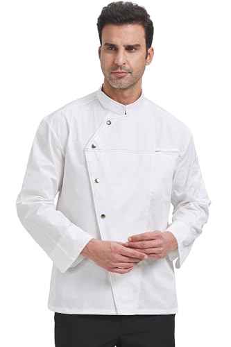 Nanxson Herren Kochjacke Arbeitsjacke Bäckerjacke Kurzarm Atmungsaktiv Mesh Küche Uniform Arbeitskleidung Langes Weiß M von Nanxson