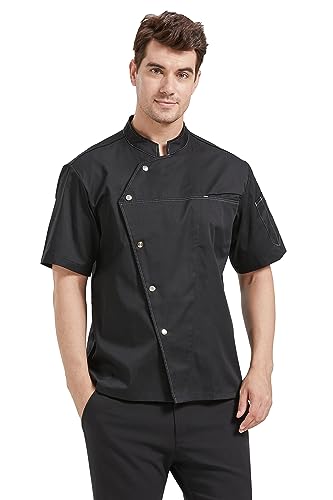 Nanxson Herren Kochjacke Arbeitsjacke Bäckerjacke Kurzarm Atmungsaktiv Mesh Küche Uniform Arbeitskleidung von Nanxson