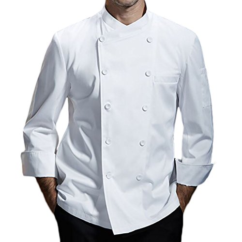 Nanxson Herren Kochjacke Bäckerjacke Weiß Langarm Kurzarm Atmungsaktiv Küche Uniform Arbeitsjacke CFM0028 von Nanxson