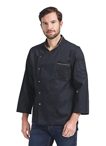 Nanxson Herren Kochjacke Langarm Bäckerjacke Kochuniform für Restaurant Küche mit Taschen CFM0076 (XL, Schwarz) von Nanxson