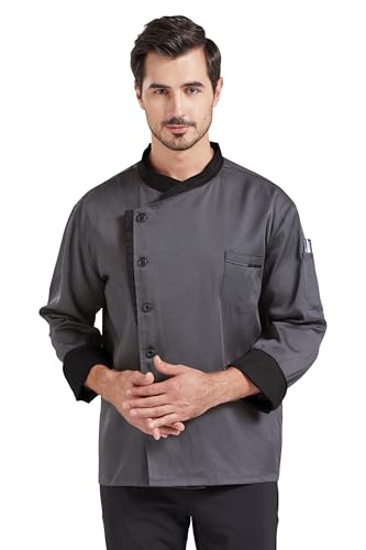Nanxson Herren Kochjacke Unisex atmungsaktiv Bauwoll Bäckerjacke Langarm Kurzarm Kochuniform Kochkleidung mit Knöpfe CFM0016 von Nanxson