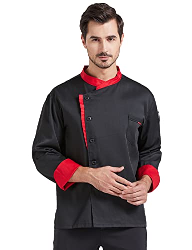 Nanxson Herren Kochjacke Unisex atmungsaktiv Bauwoll Bäckerjacke Langarm Kurzarm Kochuniform Kochkleidung mit Knöpfe CFM0016 von Nanxson