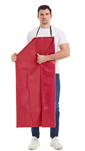 Nanxson Herren wasserdichte Schürze Industrielle Arbeitsschürze Latzschürze PVC Schlachthofschürzen CF3108 (Rot, eine Size) von Nanxson