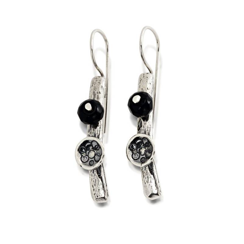 Gehämmerte Sterling Silber Schwarzer Onyx Ohrringe Gehämmerte Sterling Silber Schwarzer Onyx Ohrringe von SoulmetalStudio