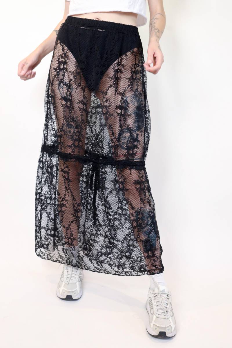 Langer Spitzen Rock Elegant Sommer Essential von Naopakstudio