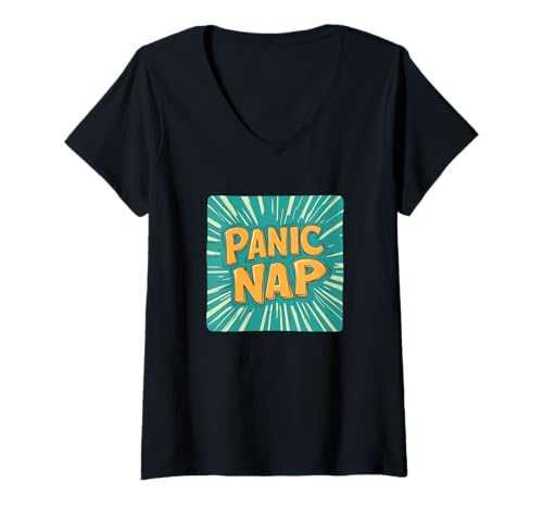 Damen Panic Nap Statement Kostüm für Erwachsene und Kinder T-Shirt mit V-Ausschnitt Damen Panic Nap Statement Kostüm für Erwachsene und Kinder T-Shirt mit V-Ausschnitt von Nap Outfit