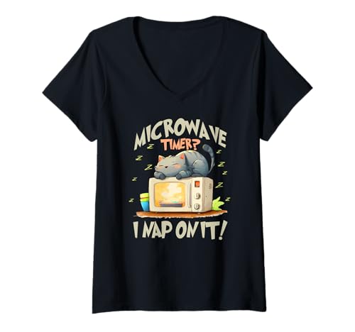 Damen Microwave timer? I nap on it T-Shirt mit V-Ausschnitt Damen Microwave timer? I nap on it T-Shirt mit V-Ausschnitt von Nap Timer Microwave Kitchen Cat Cats Kitten Feline