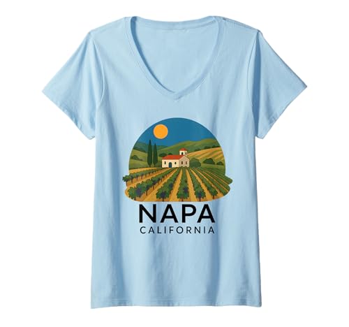 Damen Weinbaugebiet Napa, Kalifornien, Tasting Valley Love, Retro-Traube T-Shirt mit V-Ausschnitt Damen Weinbaugebiet Napa, Kalifornien, Tasting Valley Love, Retro-Traube T-Shirt mit V-Ausschnitt von Napa Apparel Tasting