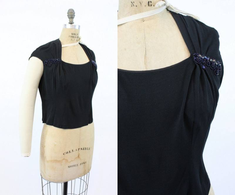 1950Er Jahre Sequin Geraffte Bluse Groß | Neuen Herbst Winter von NapaValleyVTG