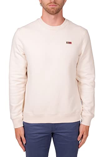 NAPAPIJRI - Buri Herren Sweatshirt mit Abzeichen Logo, Weiß, XXXL von Napapijri