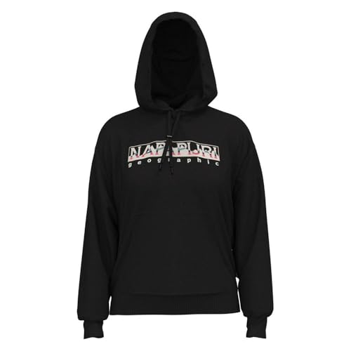 NAPAPIJRI Damen-Sweatshirt mit Kapuze und Fronttasche. Sweatshirt. (M), Schwarz von Napapijri