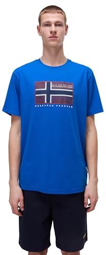 Napapijri Herren,Kurzarm-T-Shirt Semiles,Blau,XXL von Napapijri