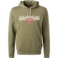 NAPAPIJRI Herren Hoodie grün Baumwolle Logo und Motiv von Napapijri