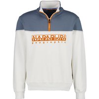 NAPAPIJRI Herren Sweatshirt blau/Weiß Baumwolle unifarben von Napapijri