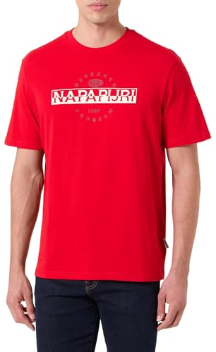 NAPAPIJRI Herren Sander Short Sleeve T-Shirt, Rot, L von Napapijri