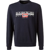 NAPAPIJRI Herren Sweatshirt blau Baumwolle Logo und Motiv von Napapijri