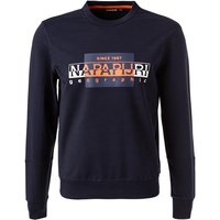 NAPAPIJRI Herren Sweatshirt blau Baumwolle Logo und Motiv von Napapijri