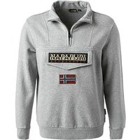 NAPAPIJRI Herren Sweatshirt grau Baumwolle Logo und Motiv von Napapijri