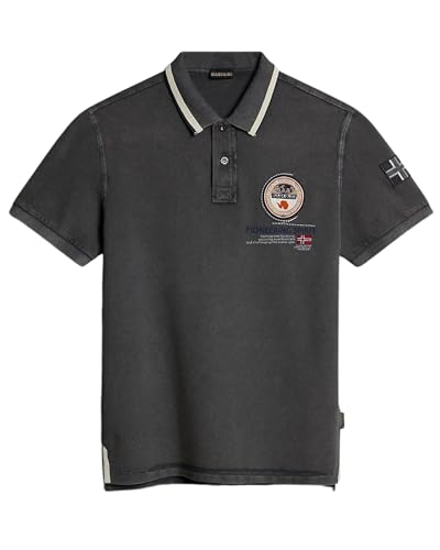 NAPAPIJRI Poloshirt für Herren np0a4h8r grau Gandy Regular Fit Kurzarm Logo Patch, grau, XL von Napapijri