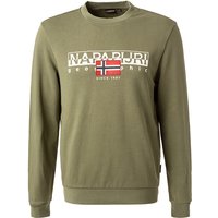 NAPAPIJRI Herren Sweatshirt grün Baumwolle Logo und Motiv von Napapijri