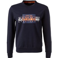 NAPAPIJRI Herren Sweatshirt blau Baumwolle Logo und Motiv von Napapijri