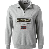 NAPAPIJRI Herren Sweatshirt grau Baumwolle Logo und Motiv von Napapijri