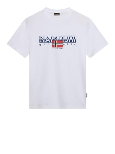 NAPAPIJRI S-Aylmer T-Shirt für Herren - Weiß Modell NP0A4HTO 100% Baumwolle, Weiß, XXL von Napapijri