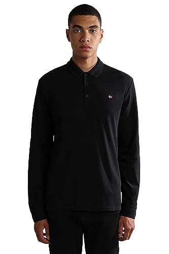 Napapijri Ealis Langarm Poloshirt Schwarz - Grösse M - Herren - Bekleidung - von Napapijri