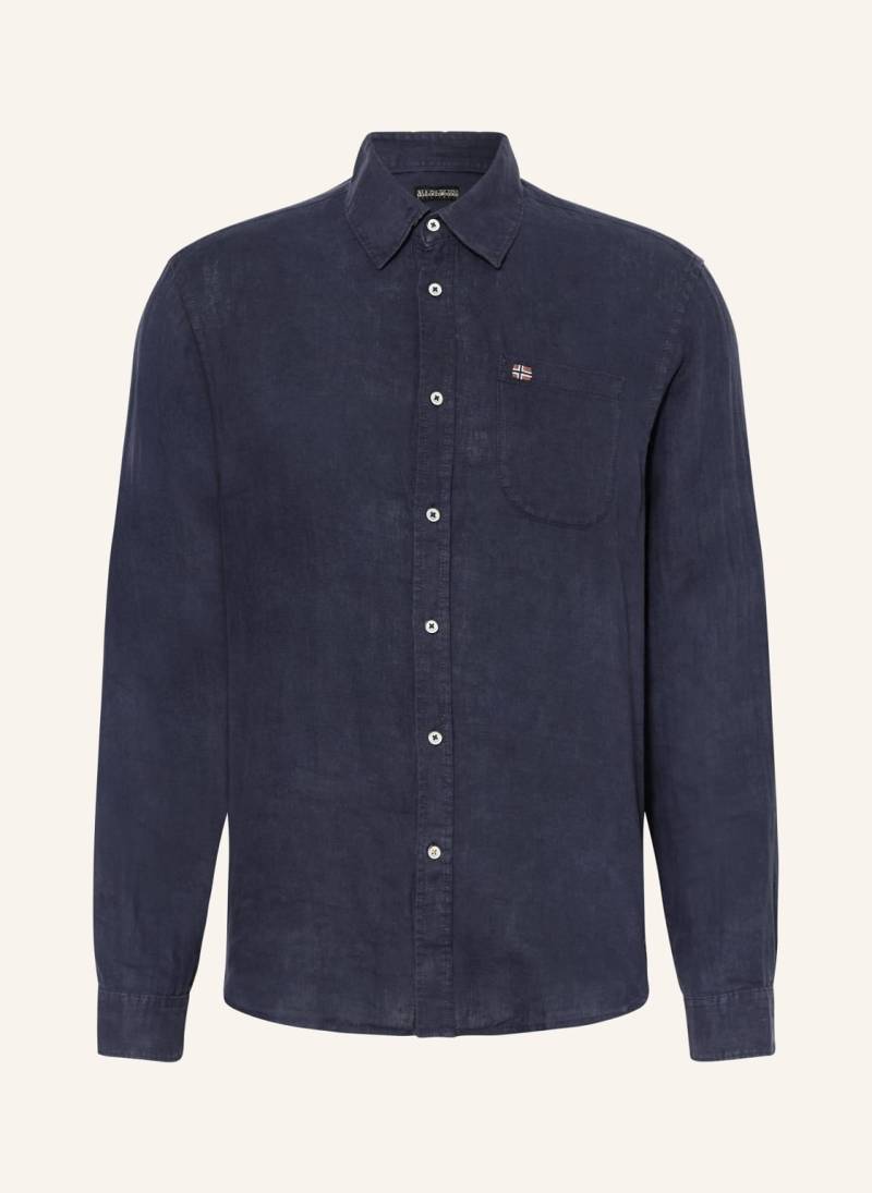 Napapijri Leinenhemd G-Linen Ls Regular Fit blau von Napapijri