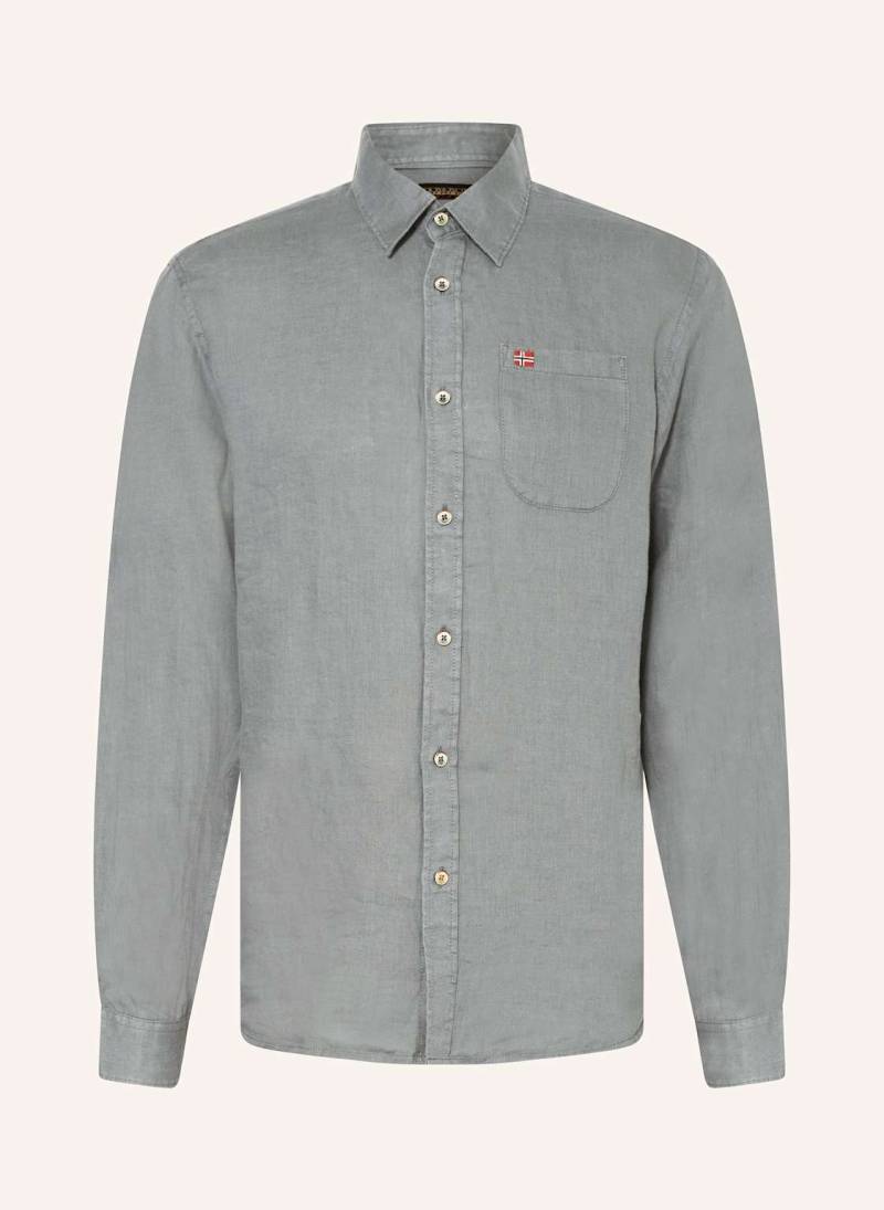 Napapijri Leinenhemd G-Linen Ls Regular Fit gruen von Napapijri