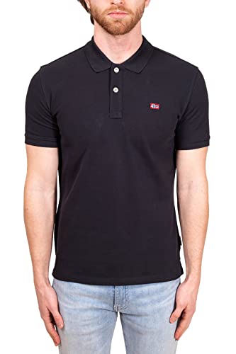 Napapijri Herren Kurzarm-Poloshirt mit Kragen und Knöpfen Artikel NP0A4GI2 EARCA SS, 041 Black, XL von Napapijri