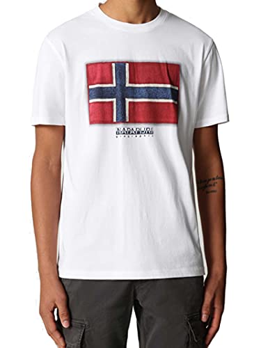 Napapijri Herren SIROL SS T-Shirt, 002 Bianco-Bright White, L von Napapijri