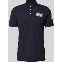 Napapijri Slim Fit Poloshirt mit Label-Patch Modell 'E-AMUNDSEN' in Marine, Größe L von Napapijri