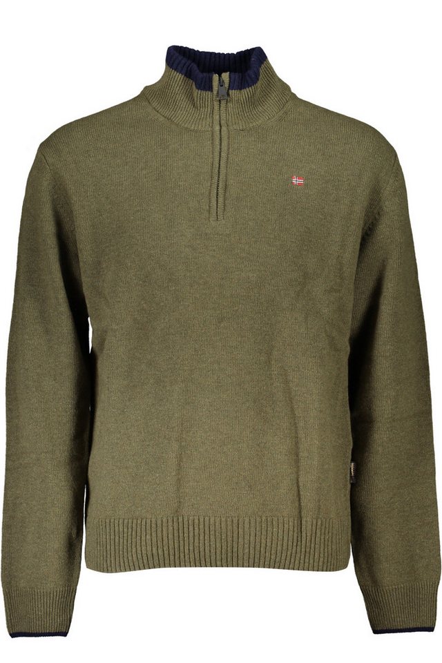 Napapijri Strickpullover Grüner Herrenpullover mit Reißverschluss und Stickerei - Regular Fit von Napapijri