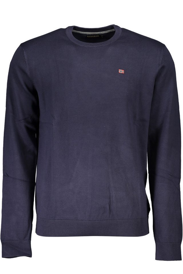 Napapijri Strickpullover Herren Langarmshirt Blau - Regular Fit mit Stickerei & Rundhals von Napapijri