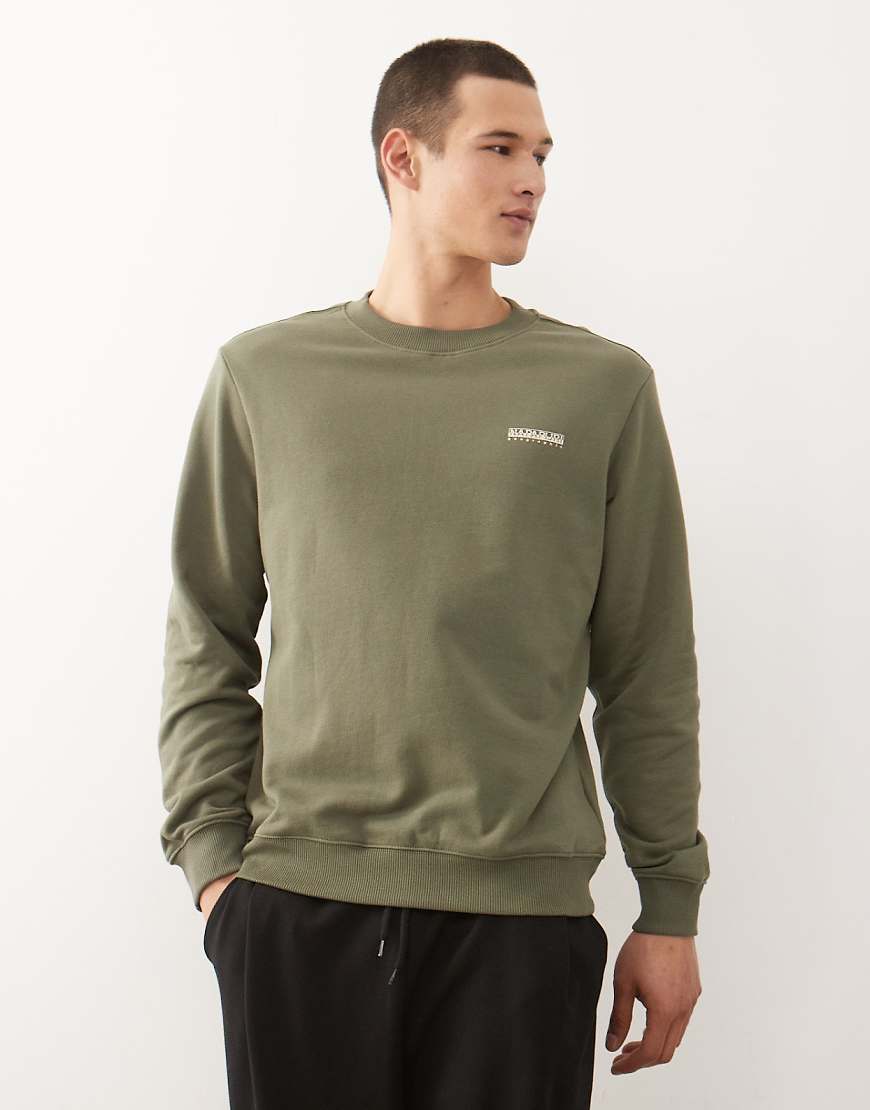 Napapijri - Sweatshirt in Khaki mit kleinem Logo-Grün von Napapijri