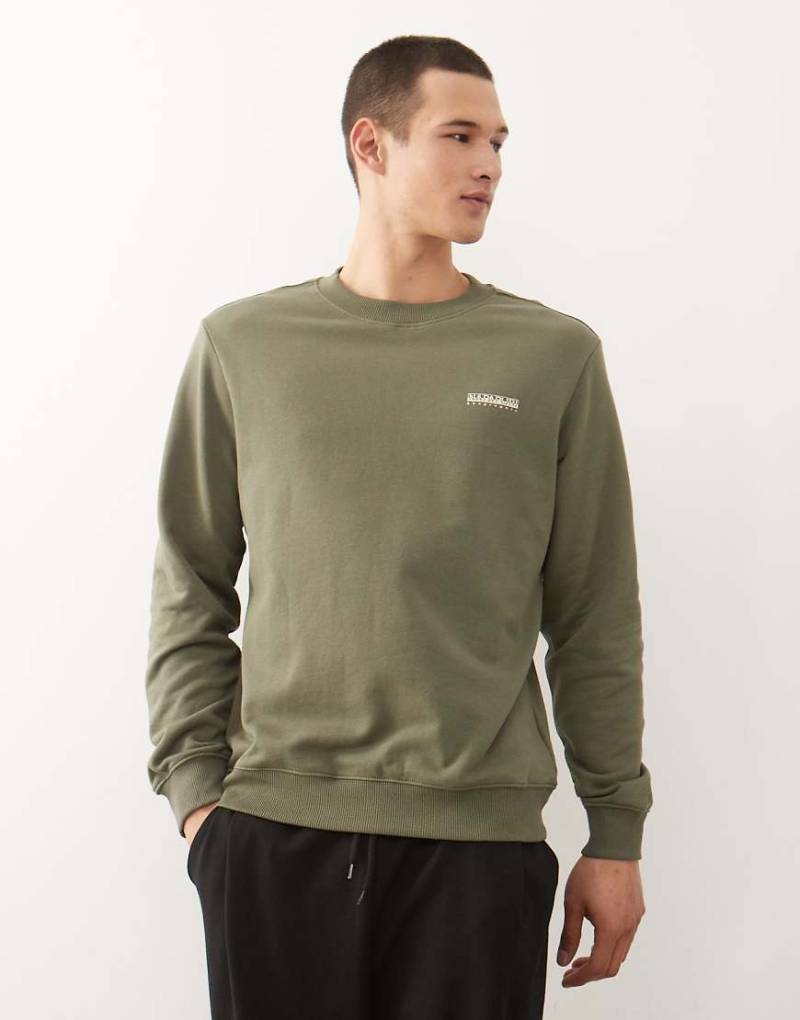 Napapijri - Sweatshirt in Khaki mit kleinem Logo-Grün von Napapijri