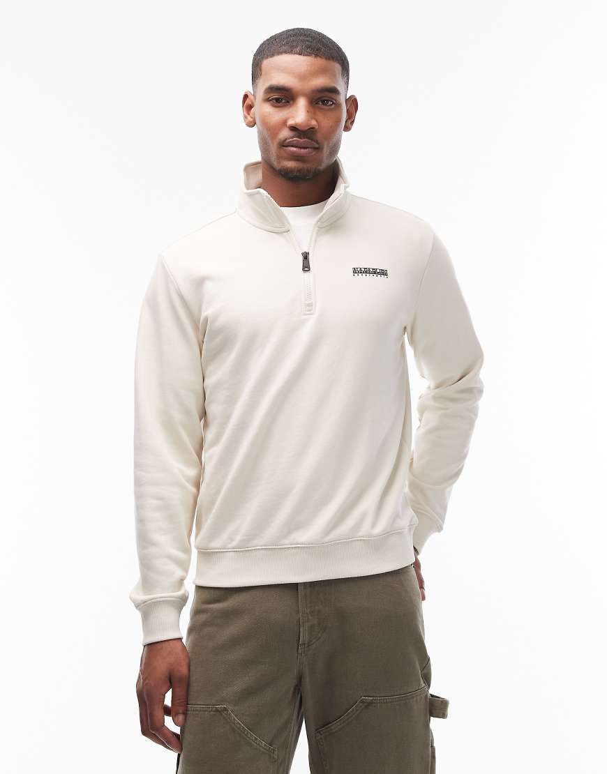 Napapijri - Sweatshirt in Wollweiß mit kurzem Reißverschluss-Neutral von Napapijri